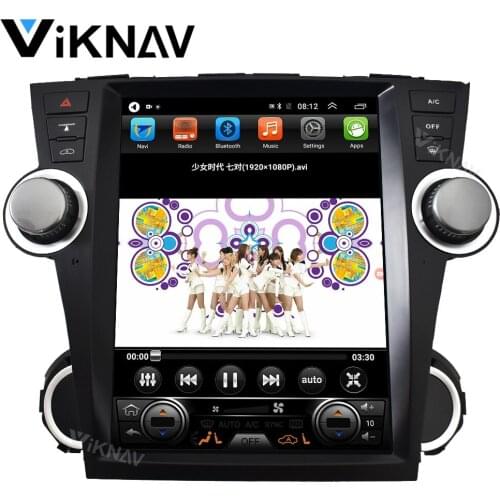 Android 12.1 inch car stereo radio GPS DVD player For-Toyota Highlander 2009-2013 auto video multimedia player vertical screen