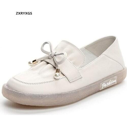 Hot 2021 New High-quality Soft Cowhide Sof Sole Non-slip Wear Women Flats Shoes Casual Fashion Shoes Women Genuine Leather Shoes