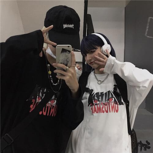 2021 new long-sleeved female students Korean version of loose wild Harajuku retro t-shirt ins shirt for men and women couples