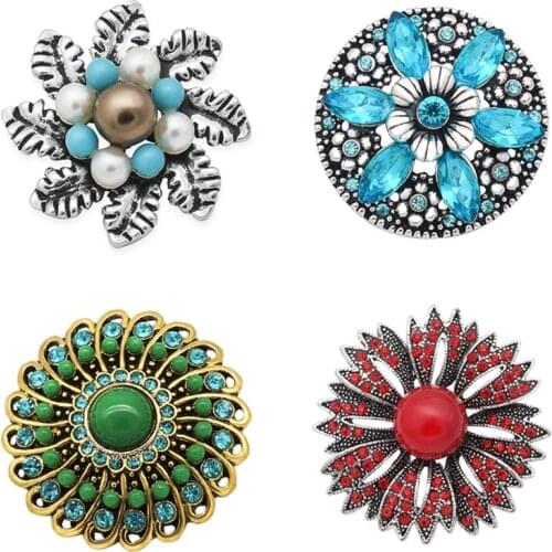 New Round big style Flower Rhinestone Heart Mom 30MM snap buttons fit DIY 18MM snap bracelet snap jewelry Gift