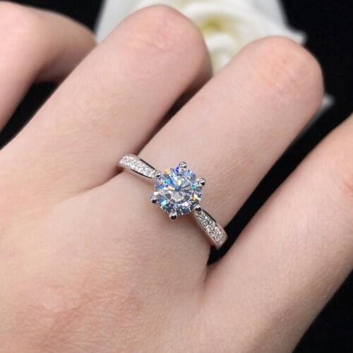 1.5Ct 7.5mm D Color VVS1 Moissanite Engagement Ring AU750 18K White Gold Ring Diamond Jewelry R116