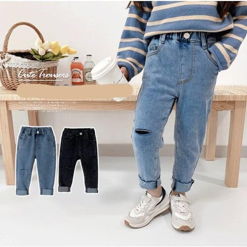 2-8 Years Baby Girls Jeans Autumn Winter Childrens Fashion Causal Solid Denim Pants Korean Velvet Warm Jeans Trousers For Girl
