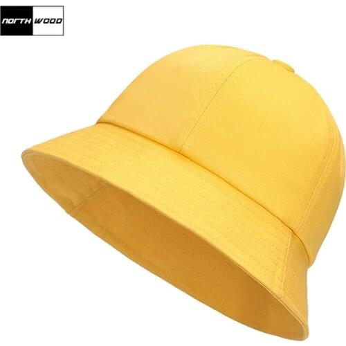 NORTHWOOD Fashion Solid Childrens Bucket Hat Summer Kids Panama Hat Boy Girls Cotton Cap Size 54cm For Age 4-10 Years Old