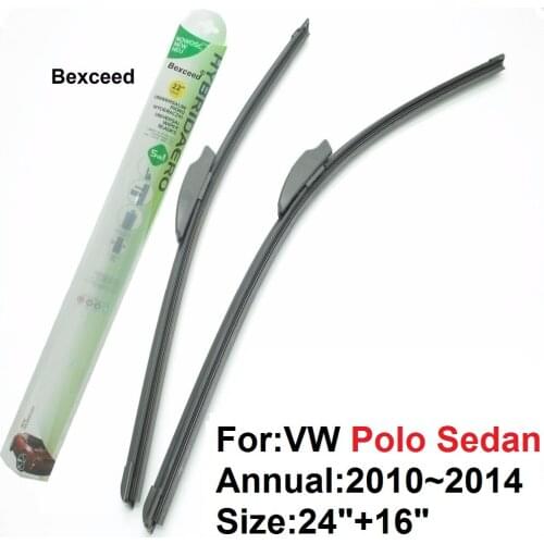 Flat Wiper Blade for Volkswagen VW Polo Sedan Bexceed of Car Windshield 24"+16" 2010 2011 2012 2013 2014