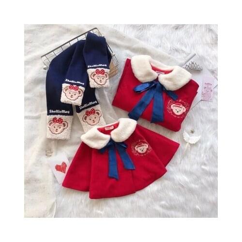 Disney ShellieMay Bear Red Anime Casual Coats Cartoon Children Clothing Outerwear Coat Winter Warm