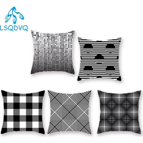 Simple Nordic Style Cushion Cover Black White Geometric Stripes Home Bedroom Sofa Pillow Cover Polyester Peach Skin Pillowcases