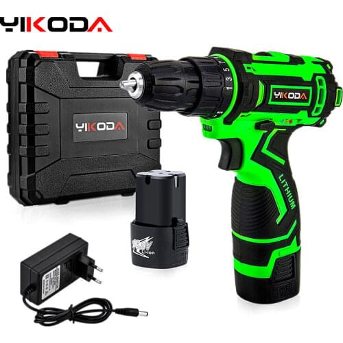 YIKODA 16.8V Electric Screwdriver Lithium Battery Power Driver DC Mini Cordless Drill Two Speed DIY 3/8-Inch Hand Held Tools