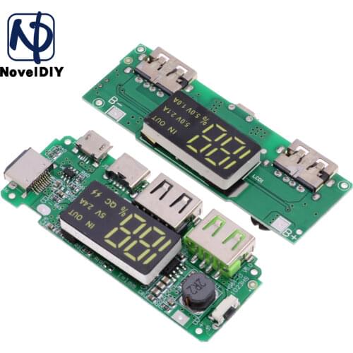 LED Dual USB 5V 2.4A Micro/Type-C USB Mobile Power Bank 18650 Charging Module Lithium Battery Charger Board Circuit Protection