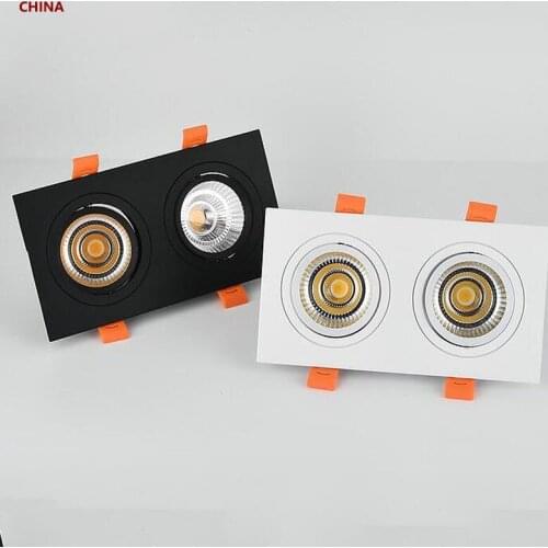LED two-headed square dimmable spotlights, down lights, recessed ceiling lights, home COB spot lights for interior lighting