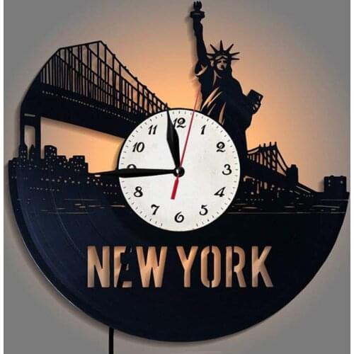 Creative vinyl clock New York City luminous LED discoloration record vinyl clock