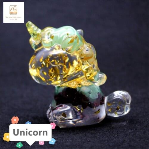 Baceda Polyresin unicon ornament with gemstone Polyresin, aventurine,obsidian, garnet,agate,olivine/peridot & rose quartz
