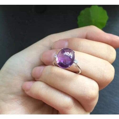 Fine Jewelry Real 18K Gold AU750 100% Natural Amethyst Gemstones Female Rings for Women Fine Ring