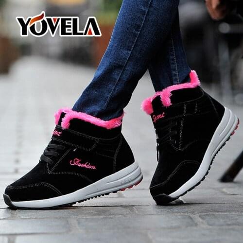 2019 Winter Women Boots Outdoor Warm Fur Casual Shoes Slip-on Snow Boots Winter Fashion Warm Plush with Fur Ankle Boot for Women