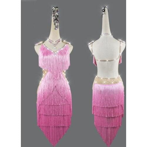 2020 Top Sale Latin Dance Dresses For Women pink tassel Club Party Dancer Singer Entertainer Fringe Tassel red Dress