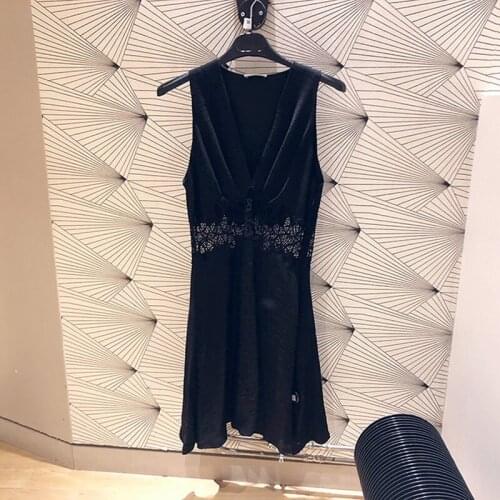 Patads French fashion dress spring and summer slim fit deep V-neck sexy hollow out dress dress dress r20469e