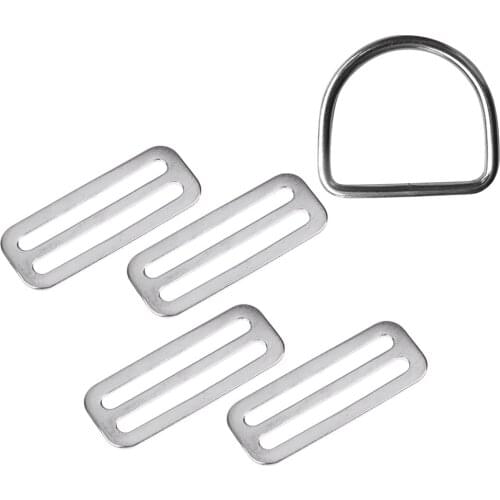 1 Set Scuba Diving Stainless Steel D Ring For 5cm Weight Belt +4x Weight Belt Keeper Water Sports Accessories
