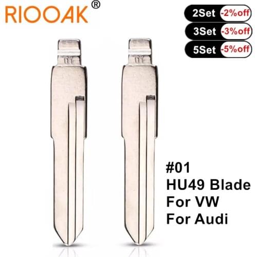 10pcs Replacement Car Key Blade Blank Key Uncut Blade #01 HU49 Car-styling For VW Volkswagen Golf Santana Jetta For Audi 100