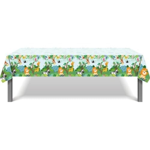 132*220cm Cartoon Jungle Animal Disposable Tablecloths for Kid Birthday Party Decoration Table Cover Tableware Party Supplies