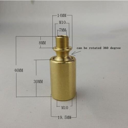 2pcs/lot 19.5X46mm M10 Universal 360degree steering Head bolts Female/male Thread Tube for Chandelier Corridor/Porch/Bar Lamp