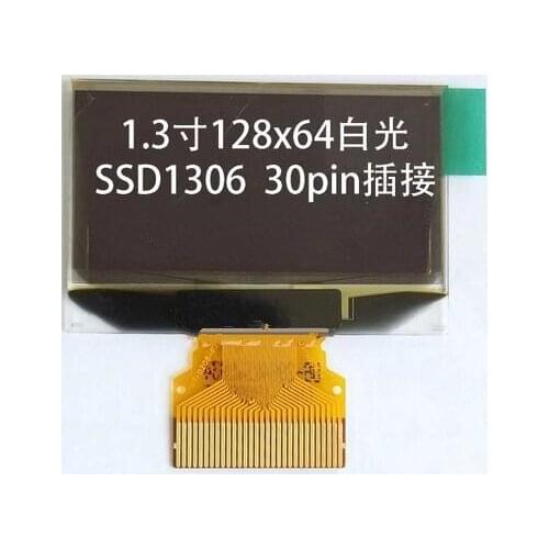 250 pcs 1.3 inch 30P SPI White OLED Display Screen SSD1306 Drive IC 128*64 Plug-in 8Bit Parallel / IIC Interface