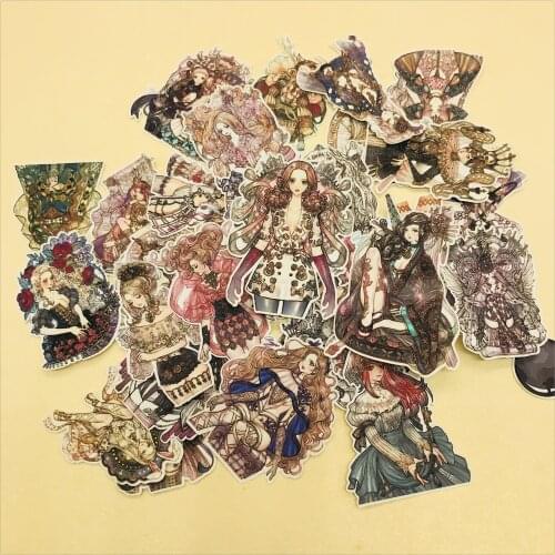 31pcs/pack Vintage stationery stickers Retro Gothic Girl/Fairy Decorative Sticker DIY Planner Diary Scrapbooking Album Stickers