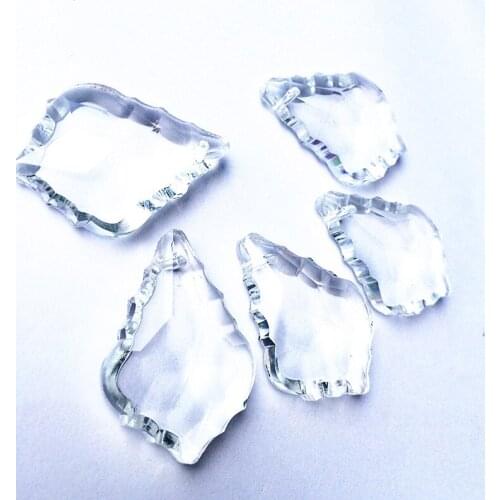 380pcs/Lot AAA 38mm Clear French Cut Pendant maple leaf Crystal Prism Feng Shui Crystal Chandelier Parts Free Shipping+Free ring