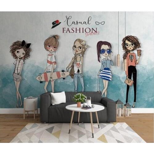 Custom photo 3d wallpaper Modern abstract hand drawn beauty clothing store tooling 3d wall murals wallpaper for living room