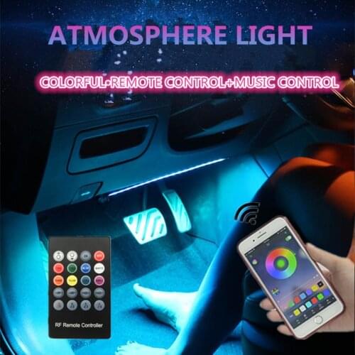 4pcs Car RGB LED Strip Light RF Remote/Phone APP control Colors Car Styling Decorative Atmosphere Lamps Car Interior Light
