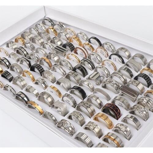 Newest 50pcs/lot Mens Womens Fashion Stainless Steel Mix Style Jewelry Good Rings For Party Gift Wholesale Bulk