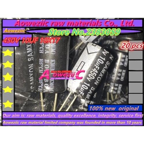 Aoweziic 20 PCS 450V 10UF 10X17 high frequency low resistance electrolytic capacitor 10UF 450V 10*17