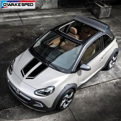 Car Bonnet Racing Stripes Sport Styling Auto Hood Tail Decor Stickers Engine Cover Trunk Vinyl Decals For Opel Adam S Black Jack