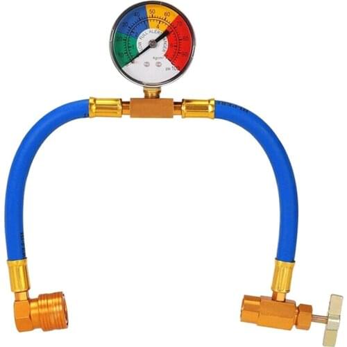 Car R134a Recharge Measuring Hose Can Tap with Gauge Durable A/C Refrigerant Charging Pipe F-Best