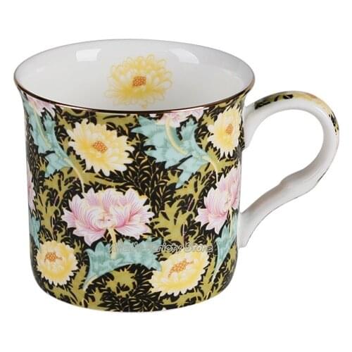 William Morris Chrysanthemum Teacup Golden Mug Gilded Mug Coffee Mug Milk Cup gilding Porcelain Cup gold-plating Ceramic Mug