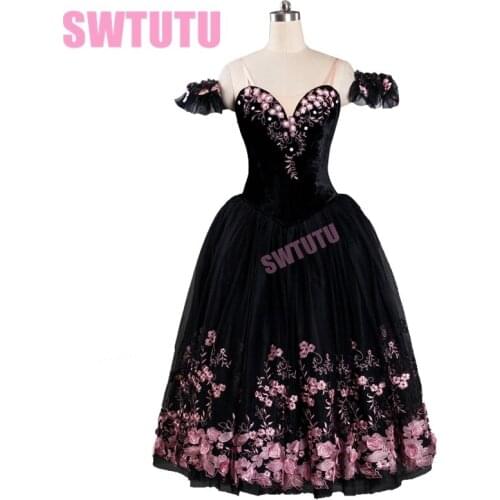 Black romantice ballet tutu dress adult giselle ballet costumes women ballerina dress BT9114