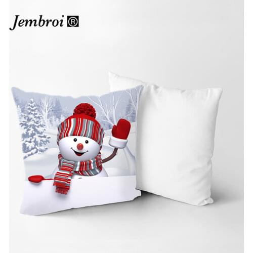 Sigle-sided Printing Polyester Christmas Decorative Throw Pillows Case Cartoon Snowman Santa Claus Cushion Cover Car Home Decor