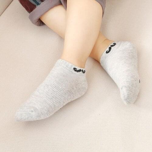 Children socks 5 pairs / lot cotton breathable mesh socks 2017 new summer 2 - 11 years boys socks kids beard pattern socks