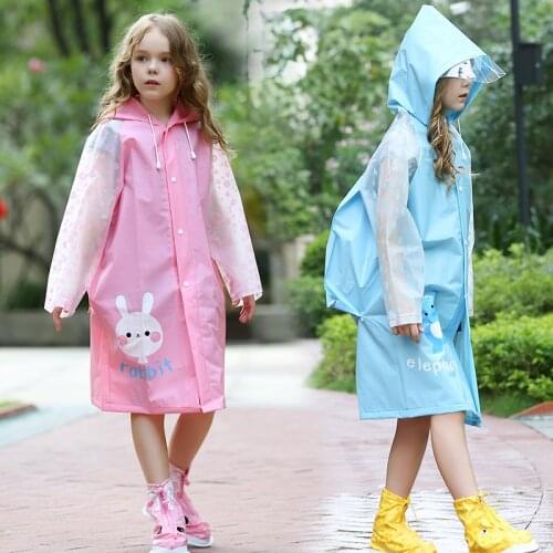 Rabbit Girl Raincoat Backpack Children Rainwear Elephant Boy Raincoat Kids Cartoon Rain Poncho Student Raincoat Hiking Rain Cape