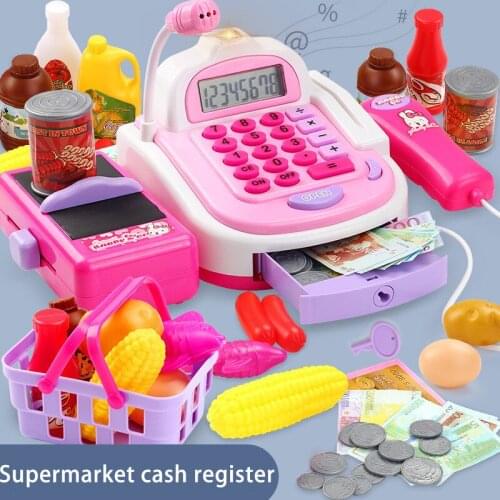Childrens Cash Register Supermarket Shopping Cart Girl Kitchen House Simulation Cart Cooking Baby Cash Register Toys