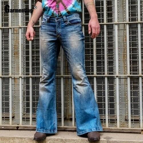 Garmenting Plus Size Men Jeans Demin Pant Trend 2021 New Spring Autumn Male Patchwork Flare Pants Slim Bottom Mens Demin Trouser