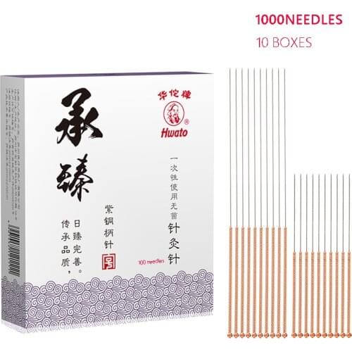 Copper Handlebar Acupuncture Needles 1000 Sterile Disposable Chinese Medicine Beauty Needle Point Massage Many size Choosable