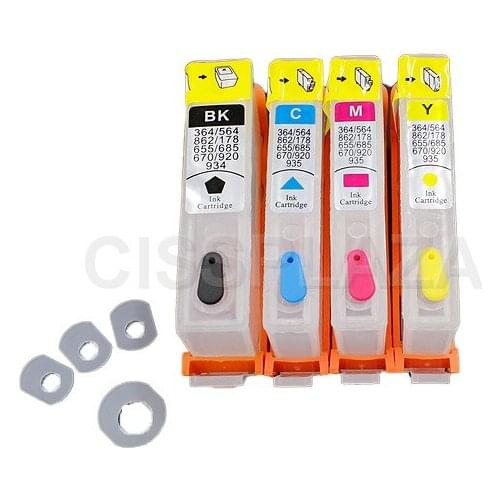 CISSPLAZA 4pcs compatible For HP 934 935 Refillable Ink Cartridge OfficeJet Pro 6830 6820 6230 6815 6812 6835
