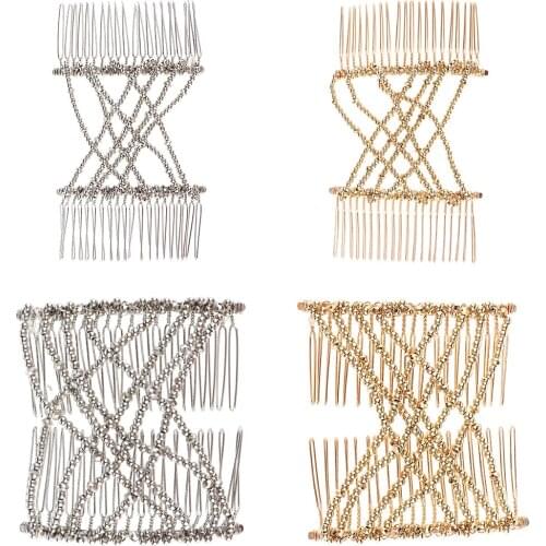 Strong Elastic Magic Double Hair Combs Beaded Hair Clips for Long Thick Hair