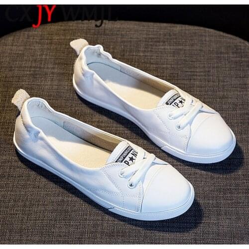 Big Size Women White Genuine Leather Sneakers Vulcanized Shoes Woman Flat Lace Up Casuals Lightweight Comfortable Maternity Shoe