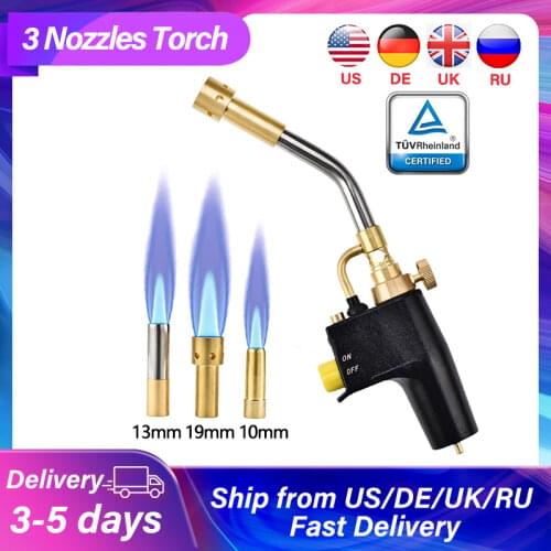 3 Nozzles MAPP Propane Gas Welding TorchesPlumbing Blow Torch Soldering Tool Adjustable Metal Flame Gun Brazing Welding Torch