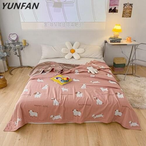 Cartoon Blankets Pink Dog Blankets Pure Cotton Yarn Blanket Throw On Bed/car/sofa Lovely Blankets Girls Bedding Bedclothes