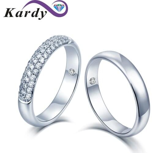 Brilliant Real Natural Diamond 14K White Gold Wedding Engagement Promise Couple Band Ring Set(0.21cttw, G-H Color, VS-SI1)