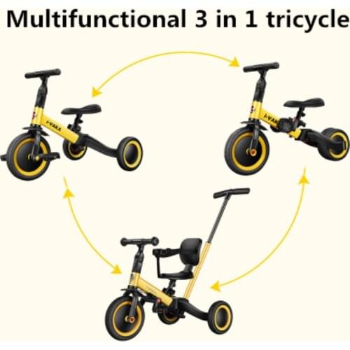 German 6 in 1 Children Car childrens tricycle pedal bike can slide balance scooter light stroller folding hand push kids Cart