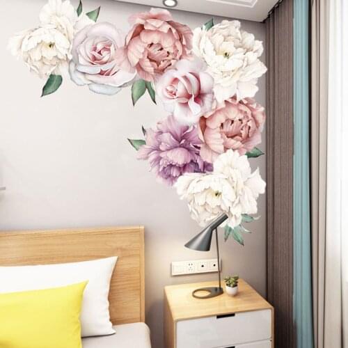 Peony Rose Flowers Wall Sticker Art Nursery Decals Kids Room Home Decor Gift 40 *60cm High Quality home art Wall Sticker