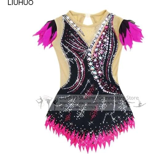 LIUHUO Ice Skating Dress Girls Rhythmic Gymnastics Leotards Kids Performance Womens Dance Dress Customized Costumes