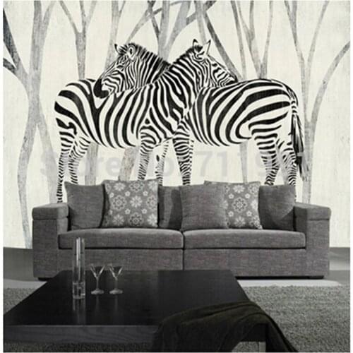 Custom 3D mural Wallcoverings,zebra in the forest for sofa bedroom TV background wall home decoration paper